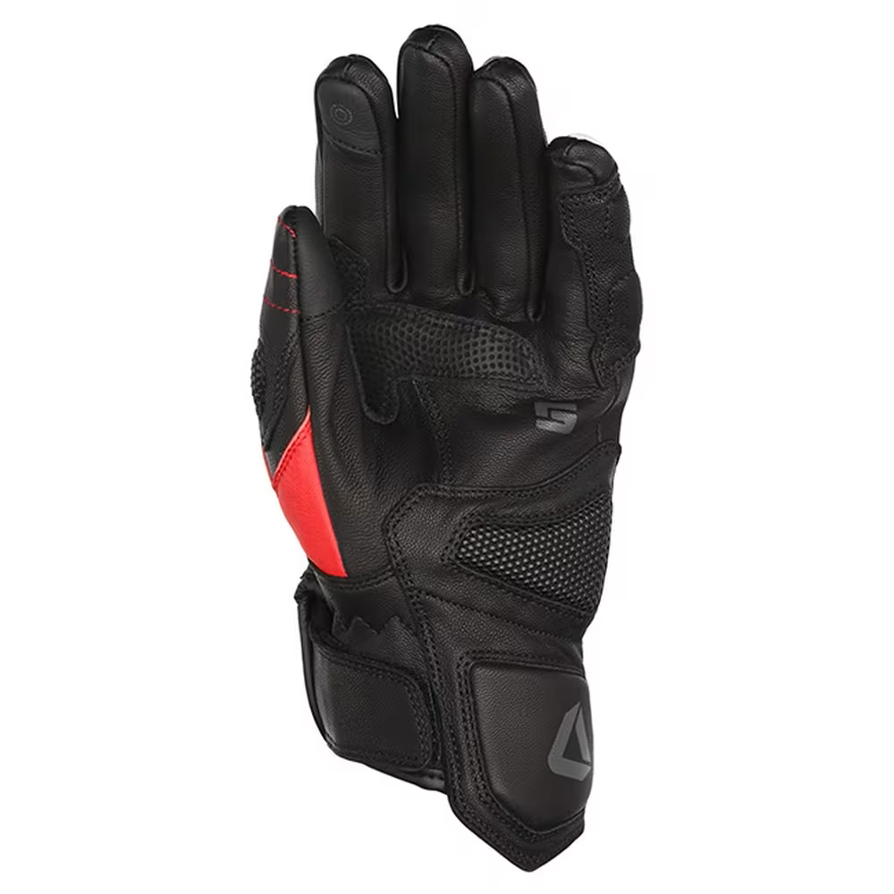 Dririder Covert Leather Summer Touring Gloves-Black/White/Red-L #4007826