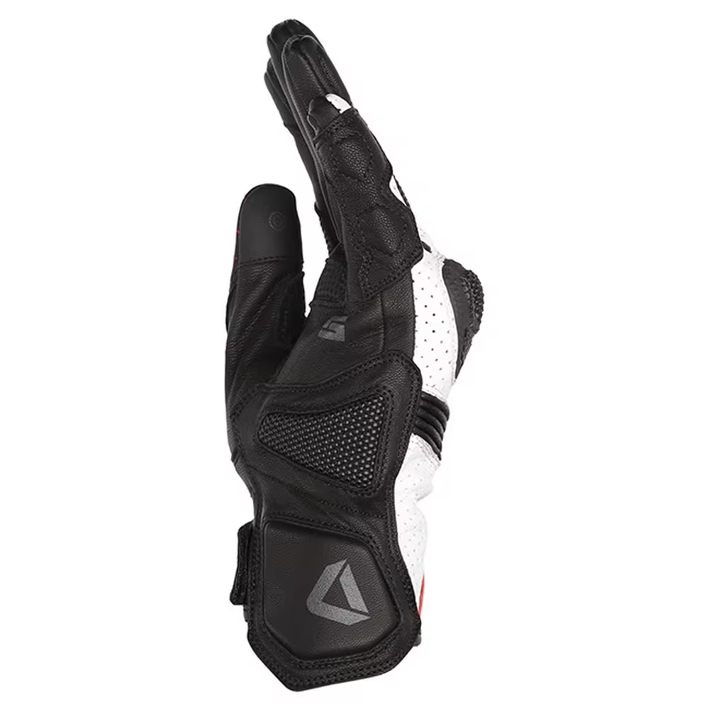 Dririder Covert Leather Summer Touring Gloves-Black/White/Red-L #4007826