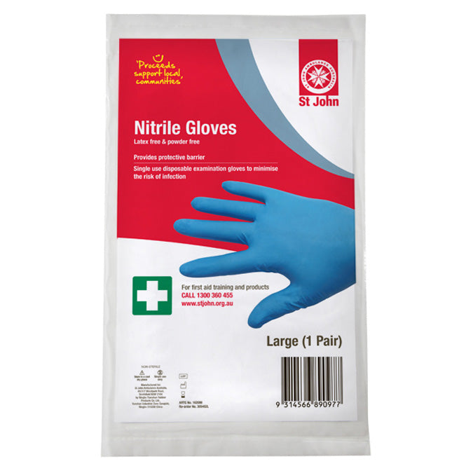 ST JOHN Nitrile Gloves Large Single Pair Disposable Medical PPE #305402L