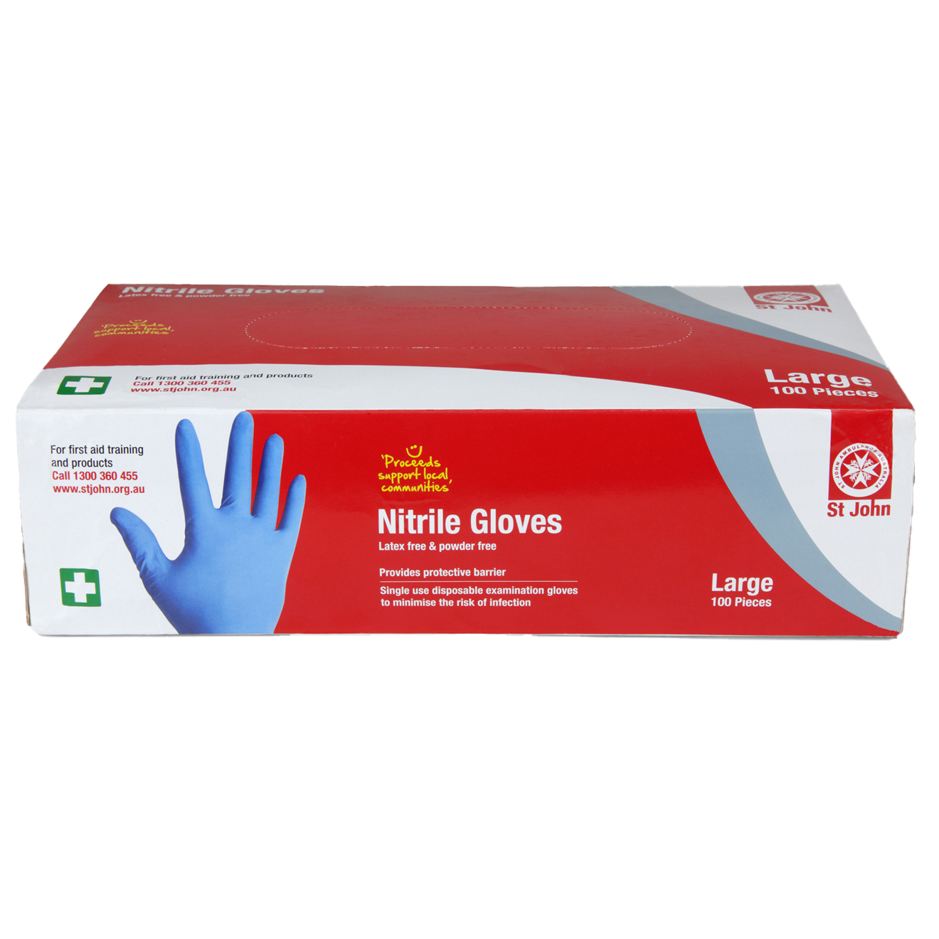 ST JOHN Nitrile Gloves Large 100 Pack Disposable Medical Protective PPE #3054L