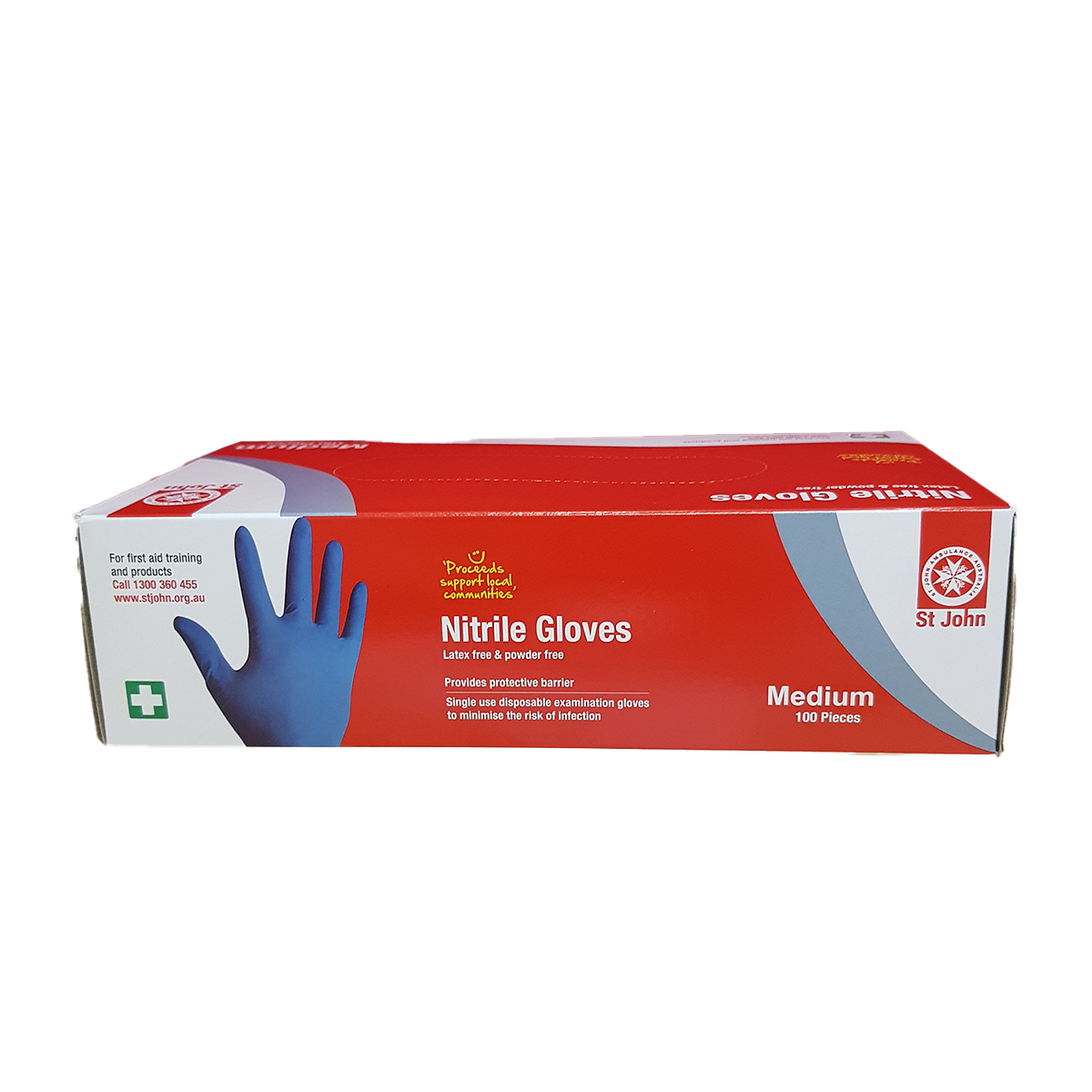 ST JOHN Nitrile Gloves Medium 100 Pack Disposable Medical Protective PPE #3054M