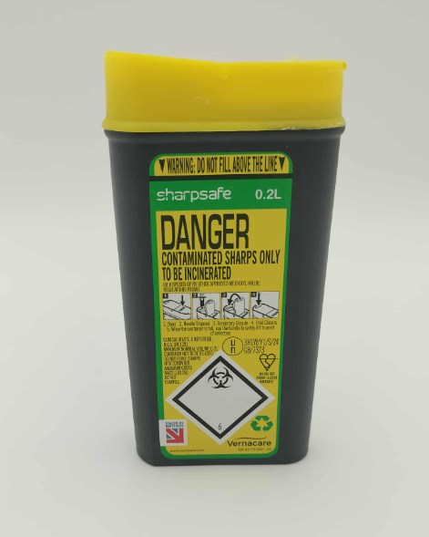ST JOHN 200ml Sharps Container Medical Waste Disposal Needle Safety Bin #343003