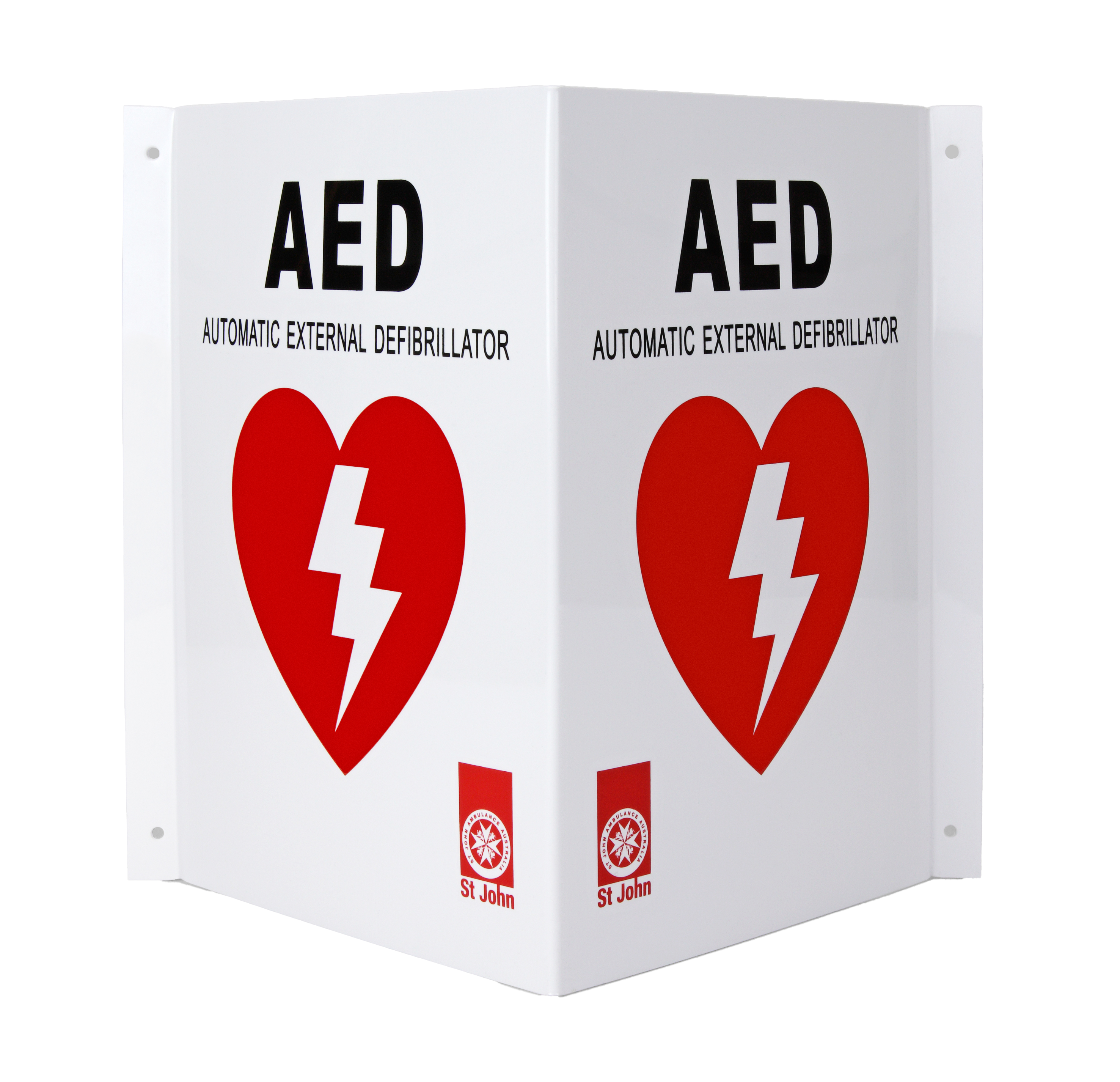 ST JOHN First Aid AED Signage 90 Degree Emergency Safety Sign #434860