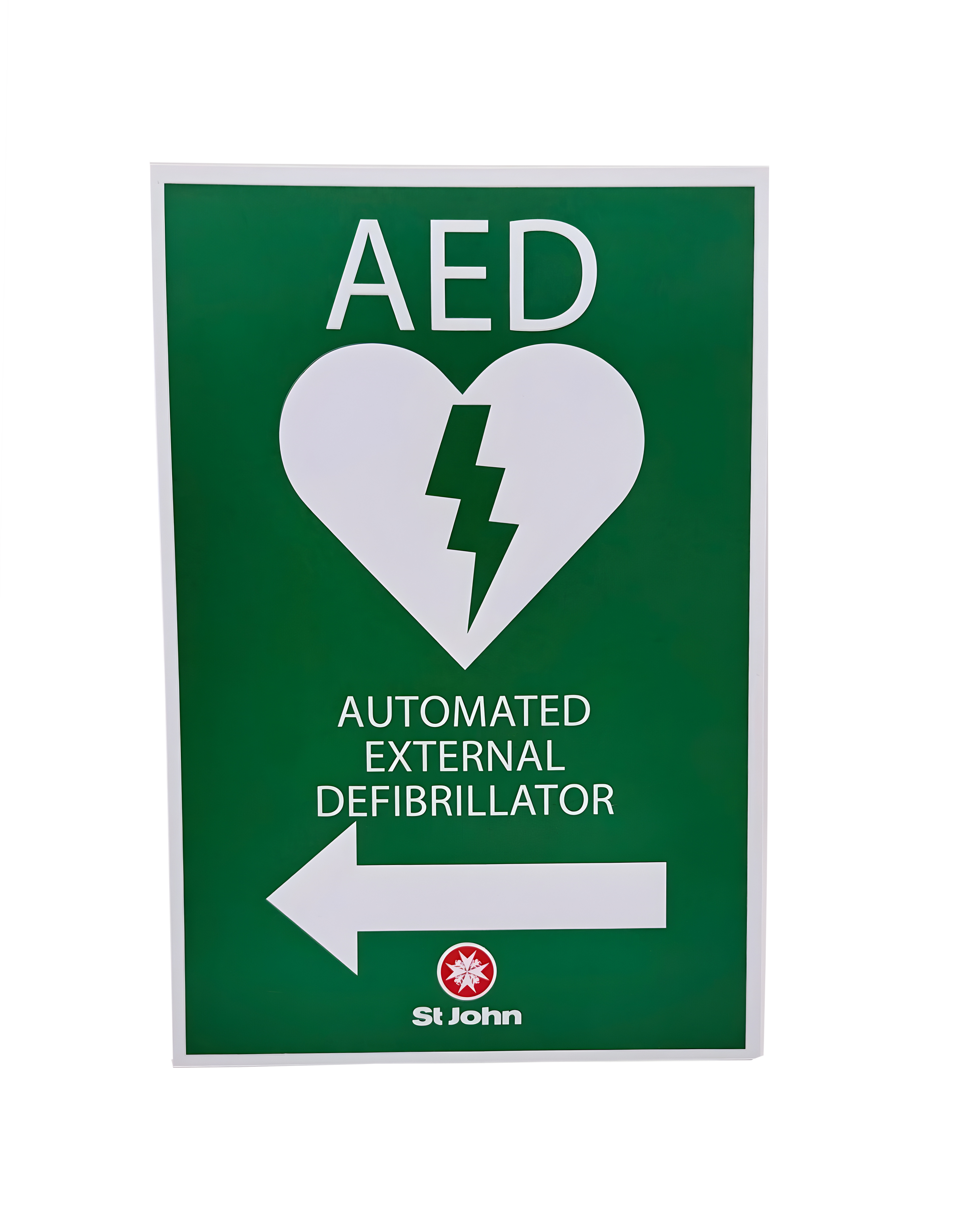 ST JOHN AED High-Vis Signage Left Arrow Emergency Defibrillator Sign #434876