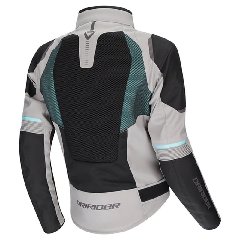 Dririder Air-Ride Pro Summer Jacket-Lt Grey/Black/Teal-LDS 10 #2128647