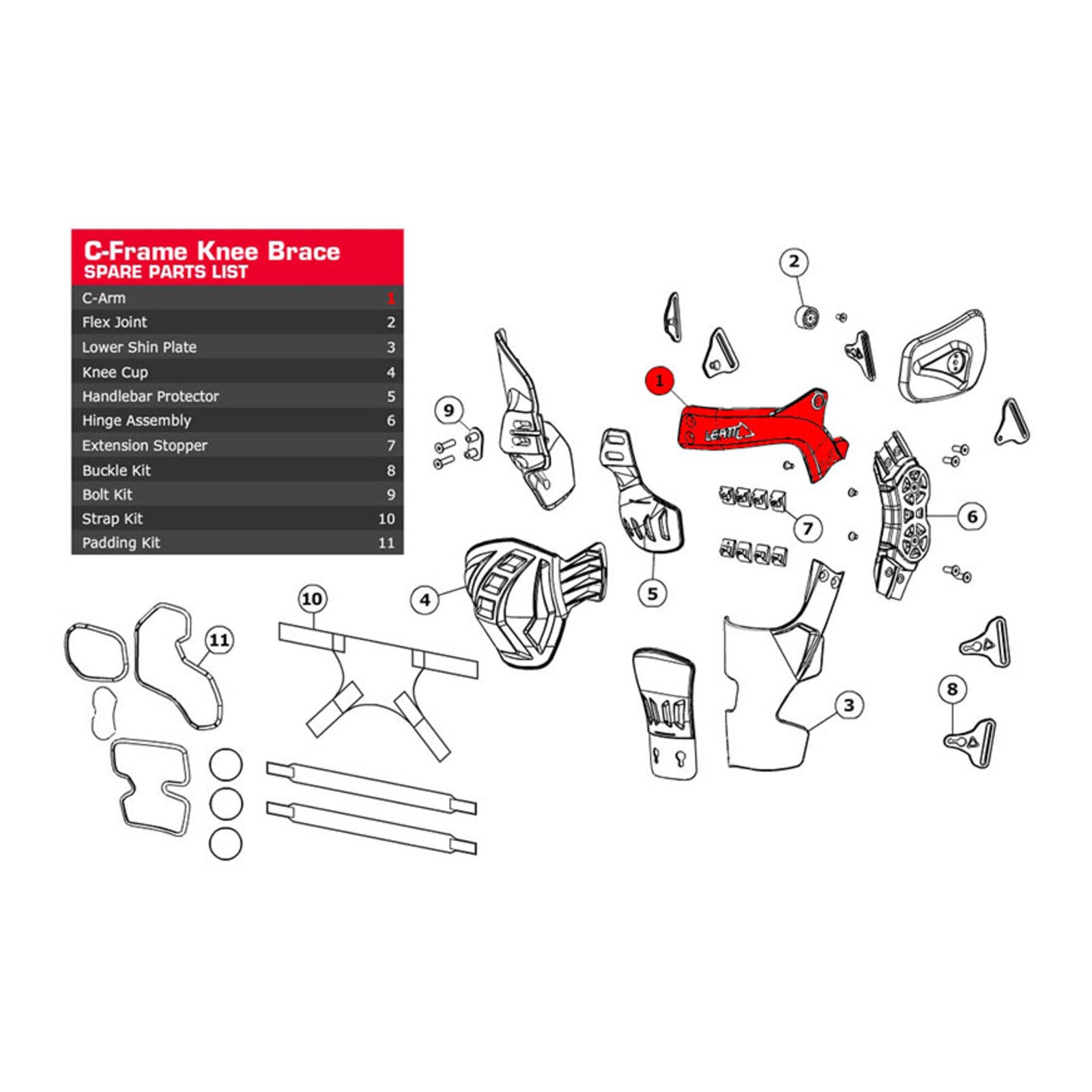 Leatt C-Arm C-Frame Aluminium Forged Left (2XL) LE4015110010#