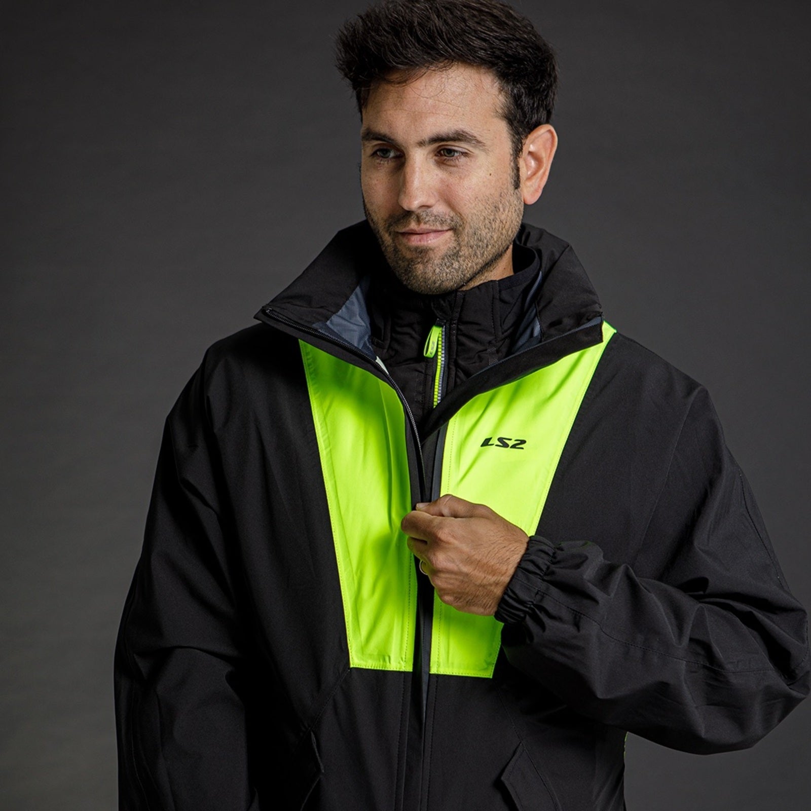 LS2 X-Rain Jacket - Black / Hi-Vis Yellow (XL–2XL) LS2A63020J0254C#