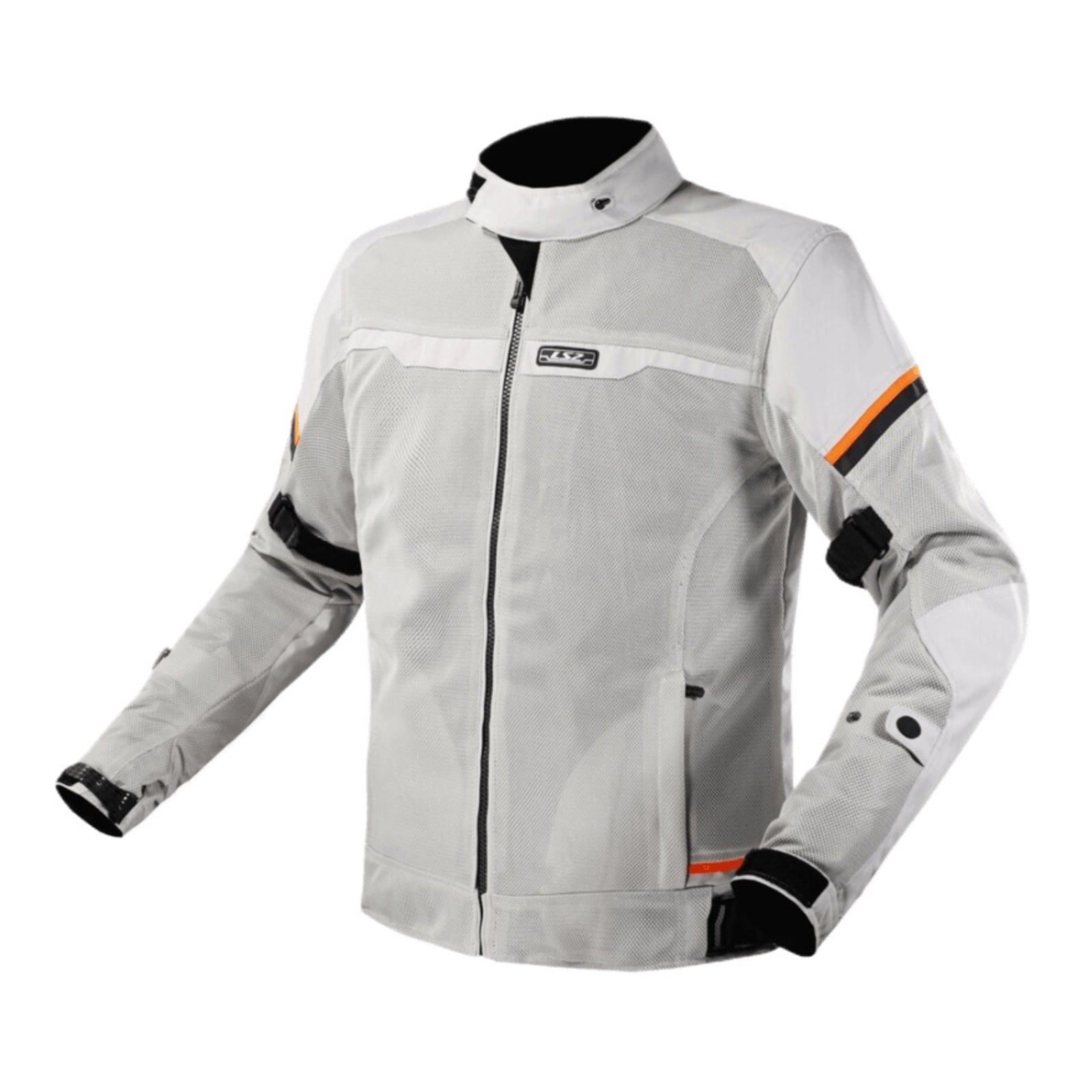 LS2 Riva Men's Jacket - Light Grey / Hi-Vis Orange (4XL) LS2A64100S01084XL#