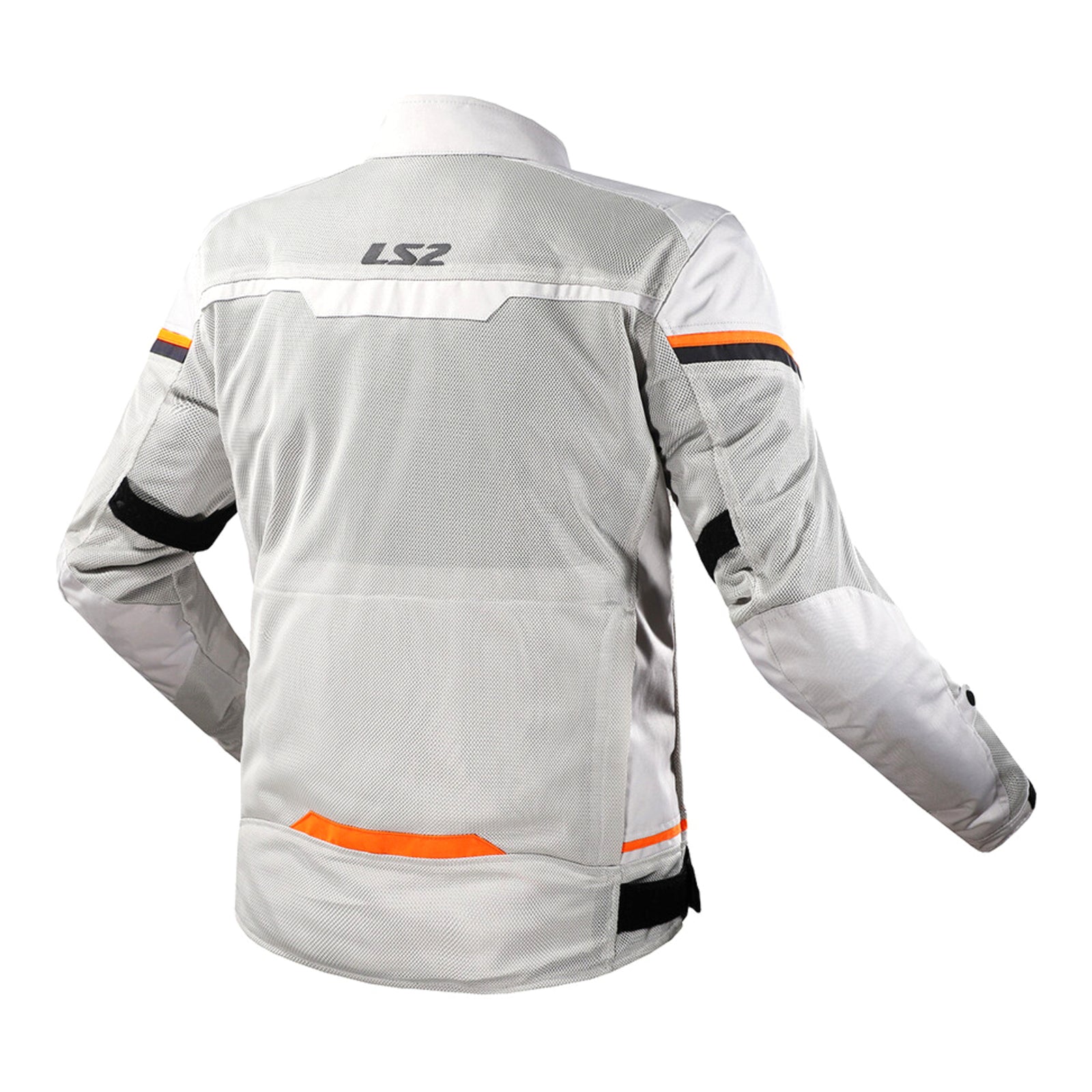 LS2 Riva Men's Jacket - Light Grey / Hi-Vis Orange (5XL) LS2A64100S01085XL#