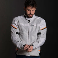 LS2 Riva Men's Jacket - Light Grey / Hi-Vis Orange (L) LS2A64100S0108LRG#