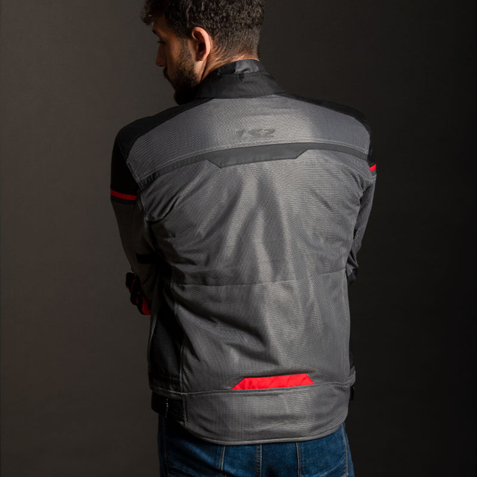 LS2 Riva Men's Jacket - Black / Dark Grey / Red (3XL) LS2A64100S01123XL#