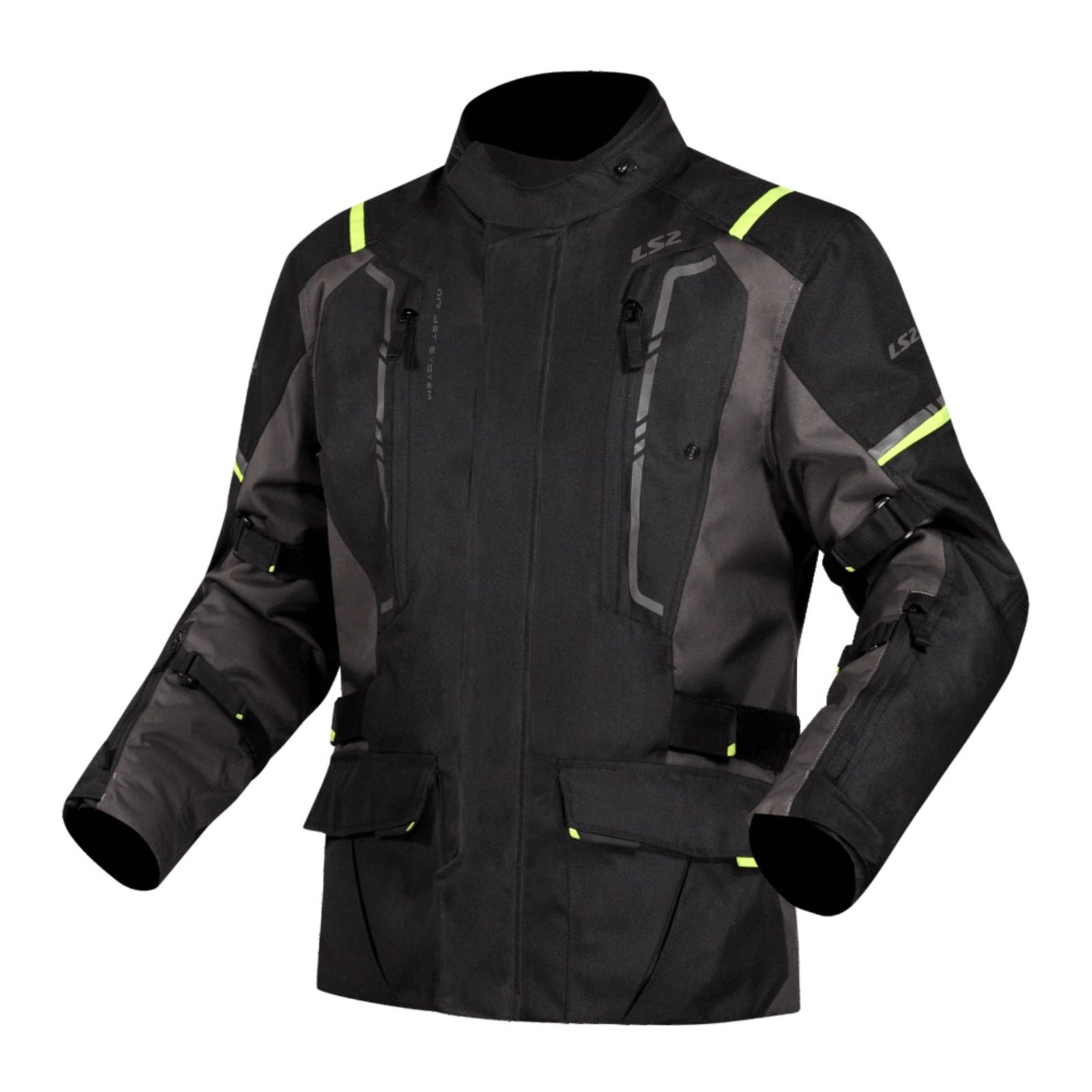 LS2 Narvik Men's Jacket - Grey/Black / Hi-Vis Yellow (2XL) LS2A64250W0154XXL#