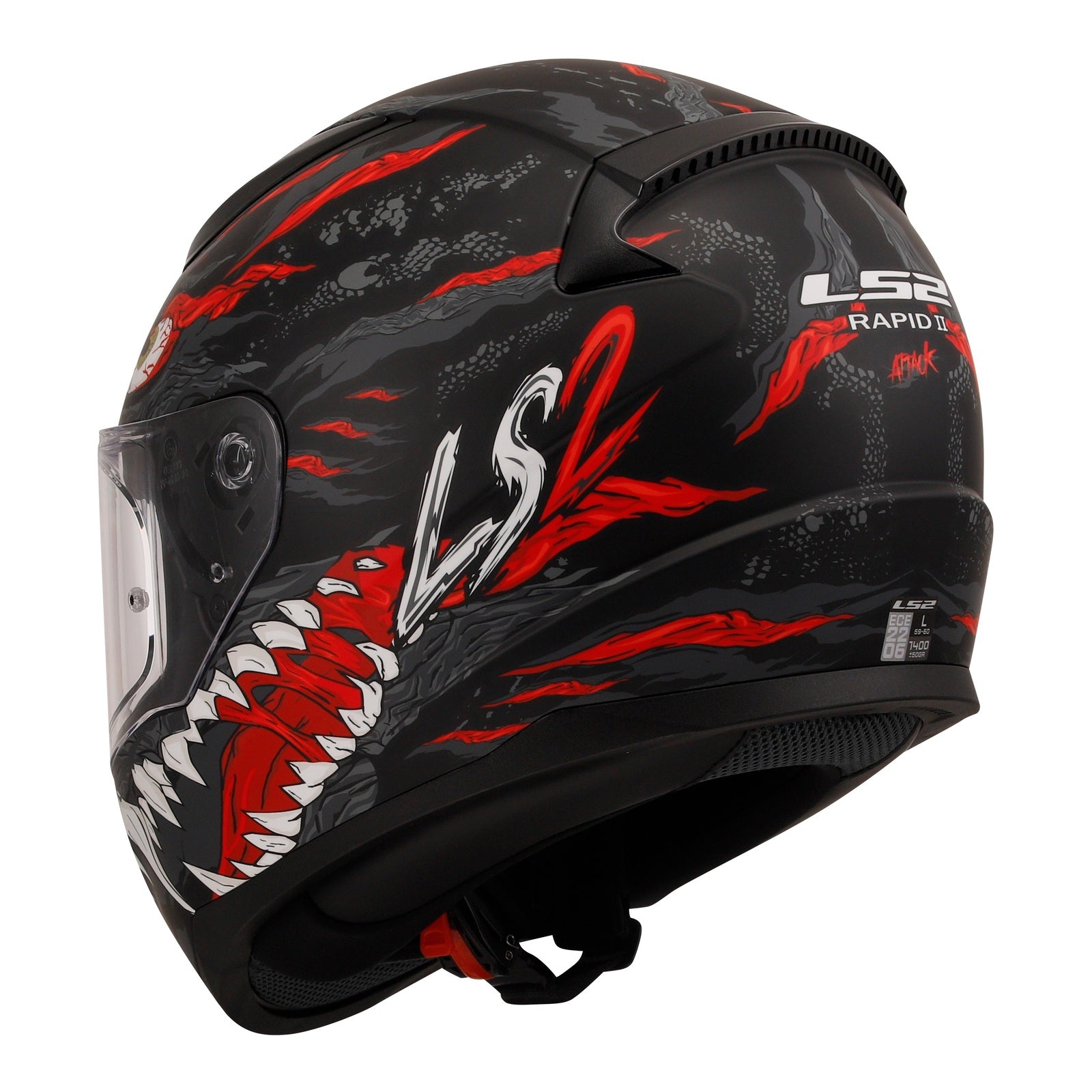 LS2 FF353 Rapid II (XL) Kaiju - Matte Black / Red / White 06 LS2FF3532KAIJUXL#