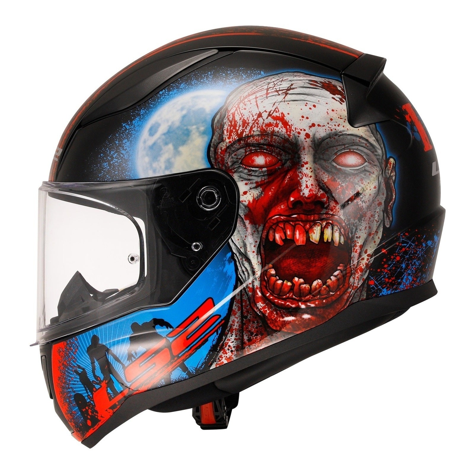 LS2 FF353 Rapid II (XL) Zombie - Gloss Black / Red / White 06 LS2FF3532ZOMXL#