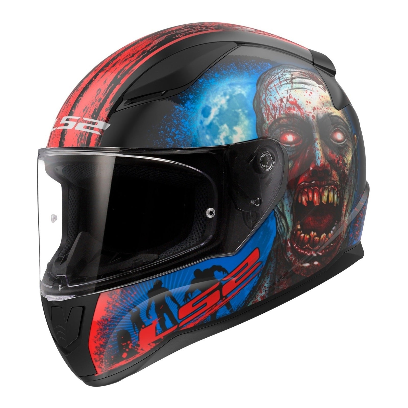 LS2 FF353 Rapid II (XS) Zombie - Gloss Black / Red / White 06 LS2FF3532ZOMXS#