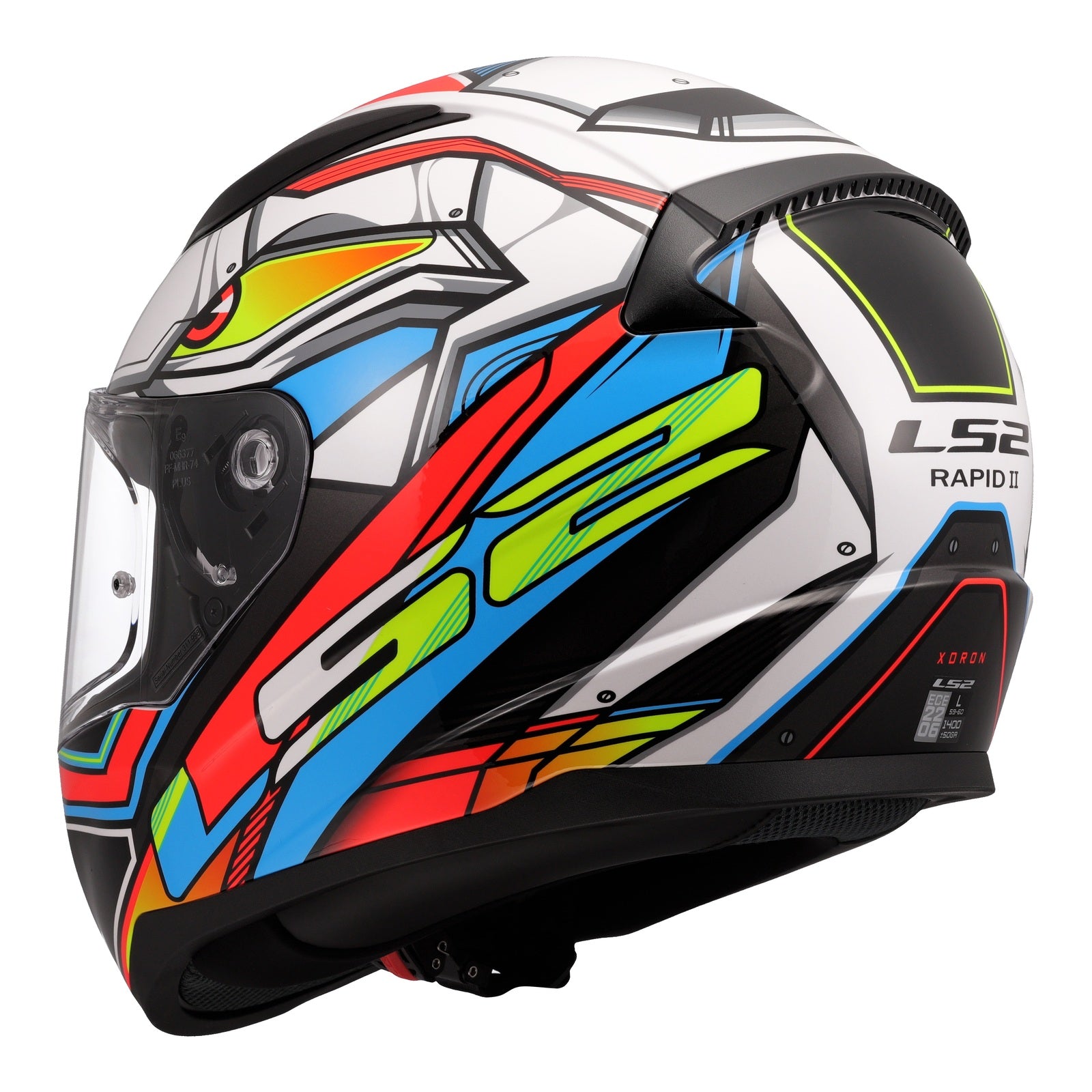 LS2 FF353 Rapid II Xdron Helmet - White / Hi-Vis Orange / Blue (L) LS2FF353XDRONL#