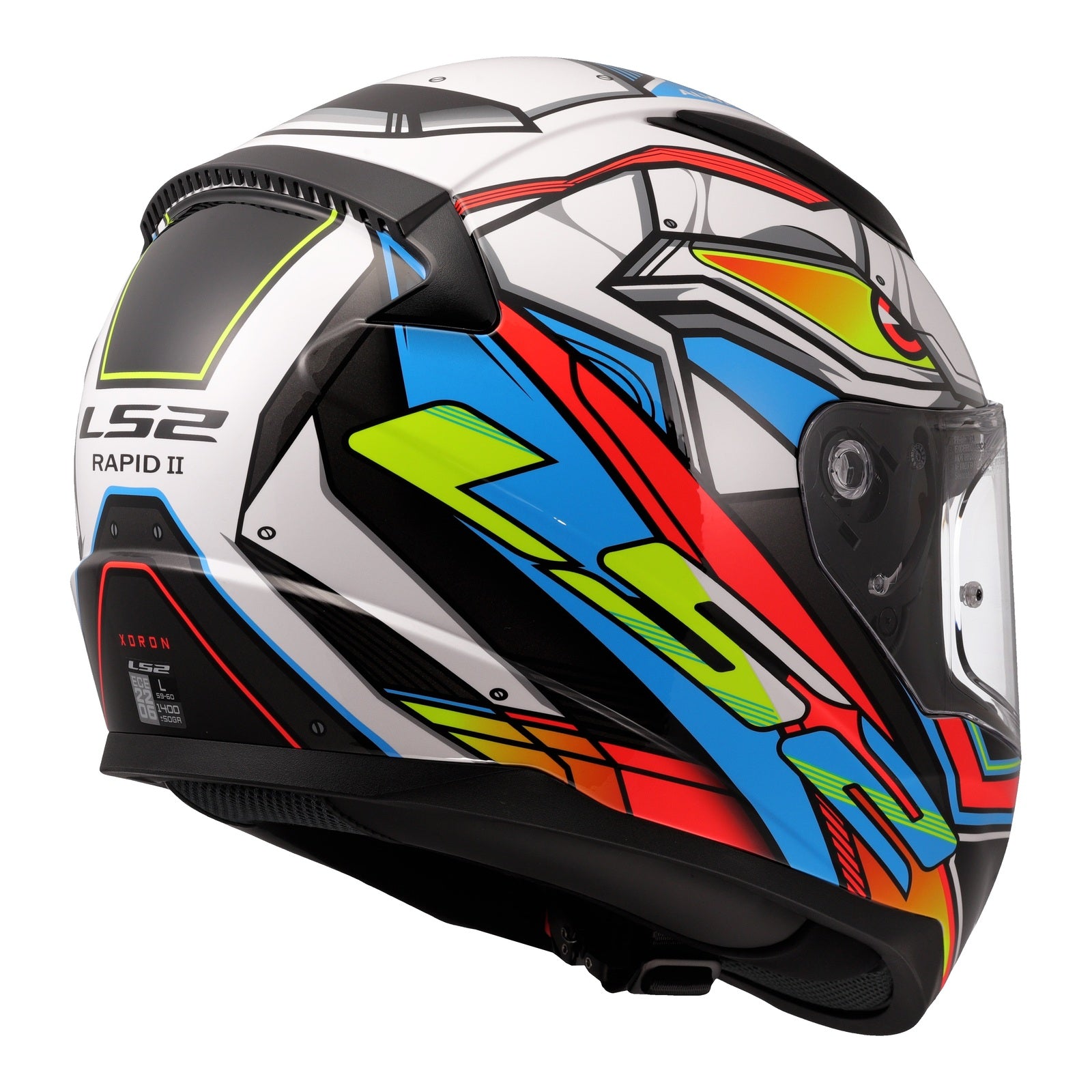 LS2 FF353 Rapid II Xdron Helmet - White / Hi-Vis Orange / Blue (XS) LS2FF353XDRONXS#