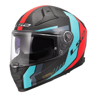 LS2 FF811 Vector II Carbon Grid Helmet - Red / Cyan (2XL) LS2FF811CGRC2XL#