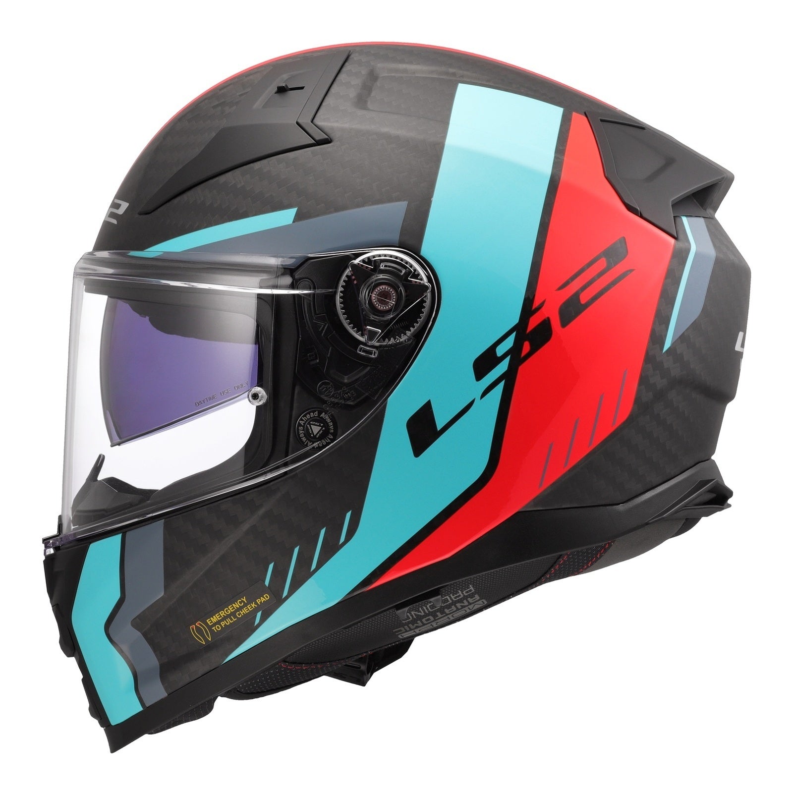 LS2 FF811 Vector II Carbon Grid Helmet - Red / Cyan (2XL) LS2FF811CGRC2XL#