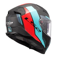 LS2 FF811 Vector II Carbon Grid Helmet - Red / Cyan (2XL) LS2FF811CGRC2XL#