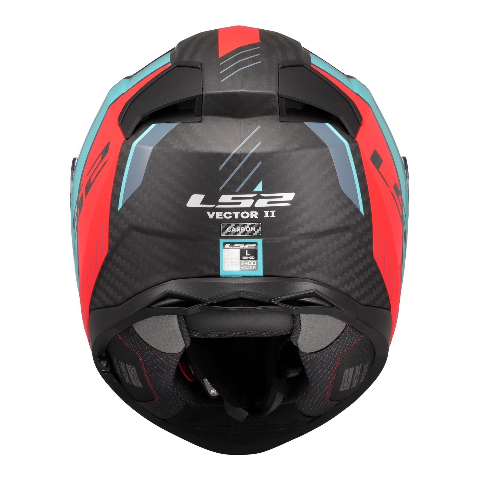 LS2 FF811 Vector II Carbon Grid Helmet - Red / Cyan (L) LS2FF811CGRCL#