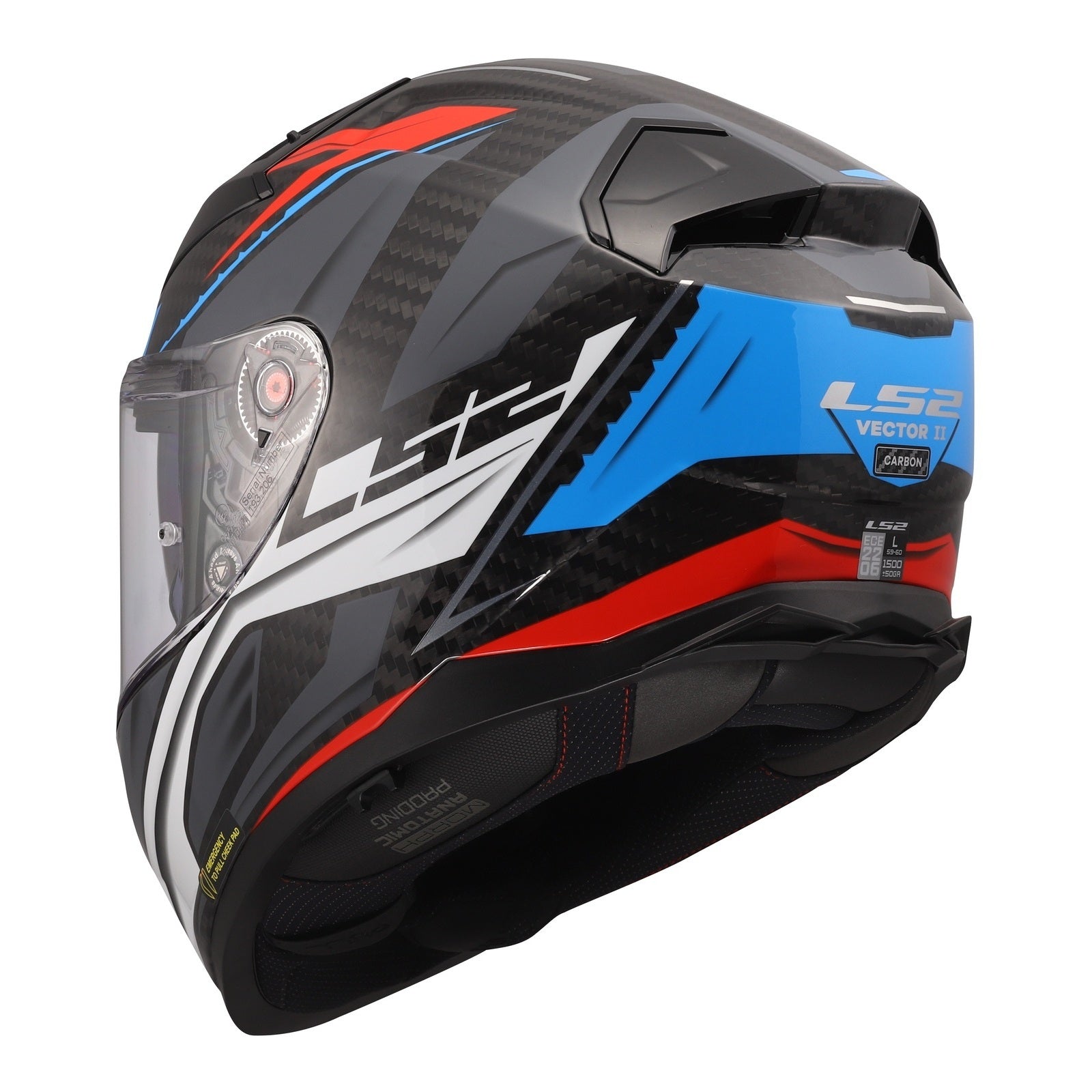 LS2 FF811 Vector II Carbon Savage Helmet - White / Blue / Red (2XL) LS2FF811CSWBR2XL#