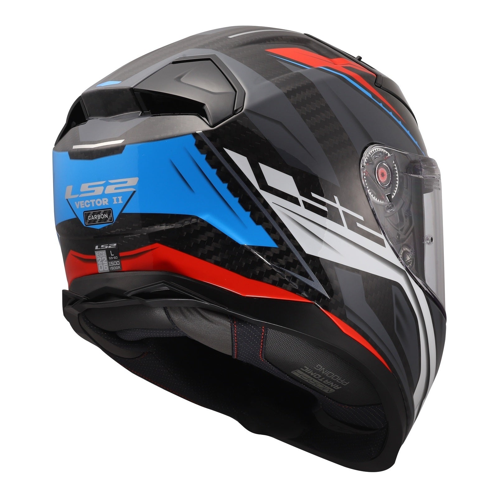LS2 FF811 Vector II Carbon Savage Helmet - White / Blue / Red (L) LS2FF811CSWBRL#
