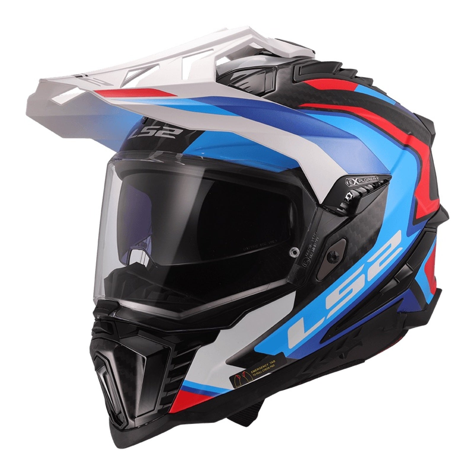 LS2 MX701C Explorer Carbon Frontier II Helmet - White / Blue / Red (XL) LS2MX701CFWBXL#
