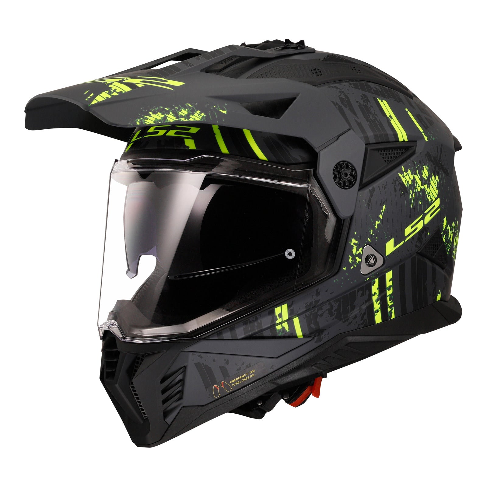 LS2 MX702 Pioneer II Crazy Helmet - Matte Black / Grey / Hi-Vis Yellow (L) LS2MX702CMBGHVYL#
