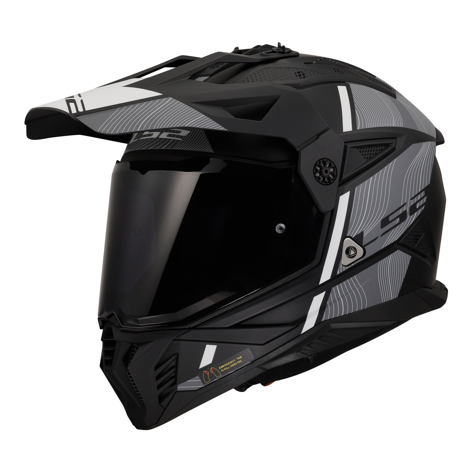 LS2 MX702 Pioneer II (XL) Hill - Matte Black / White 06 LS2MX702HMBWXL#