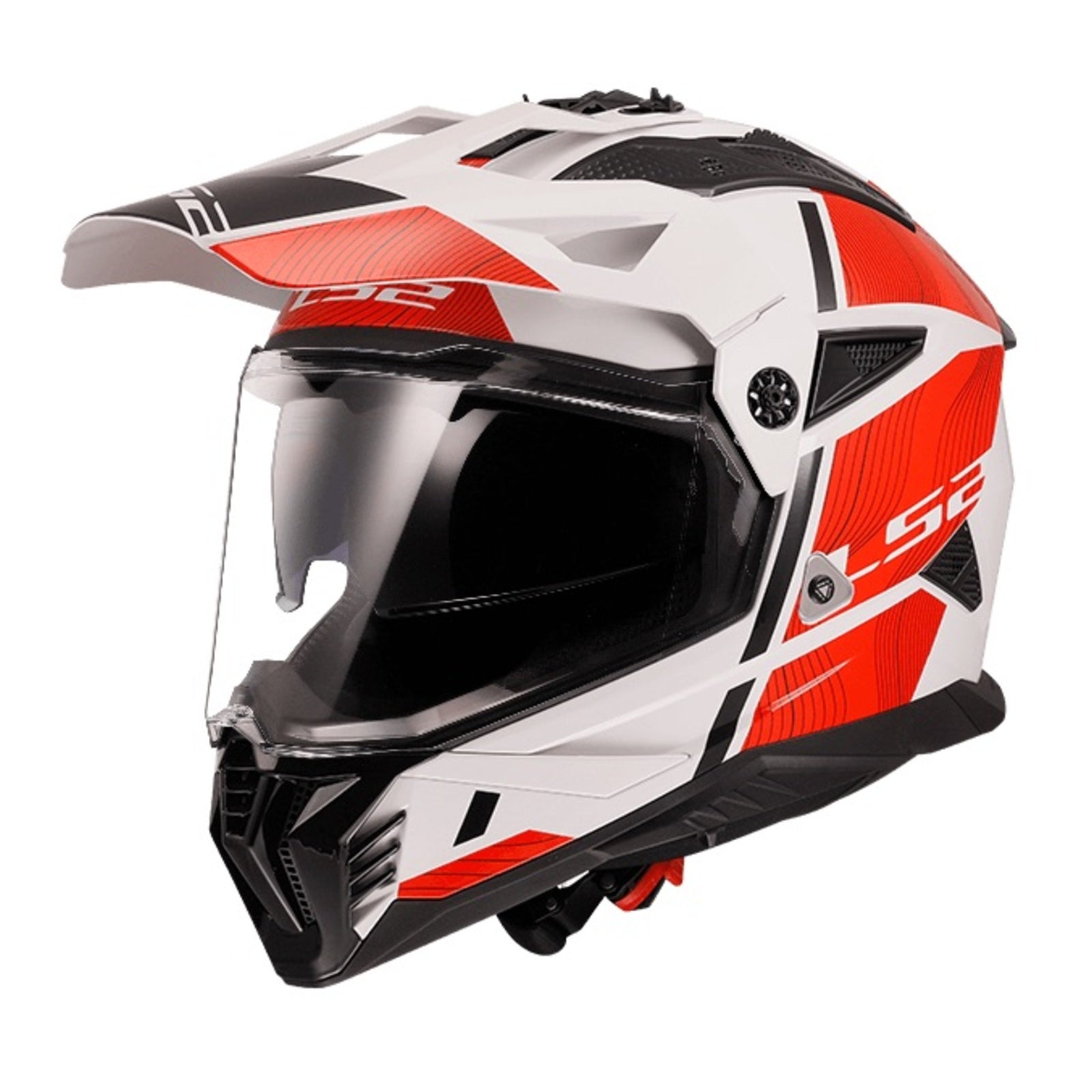 LS2 MX702 Pioneer II Hill Helmet - White / Red (2XL) LS2MX702HWR2XL#