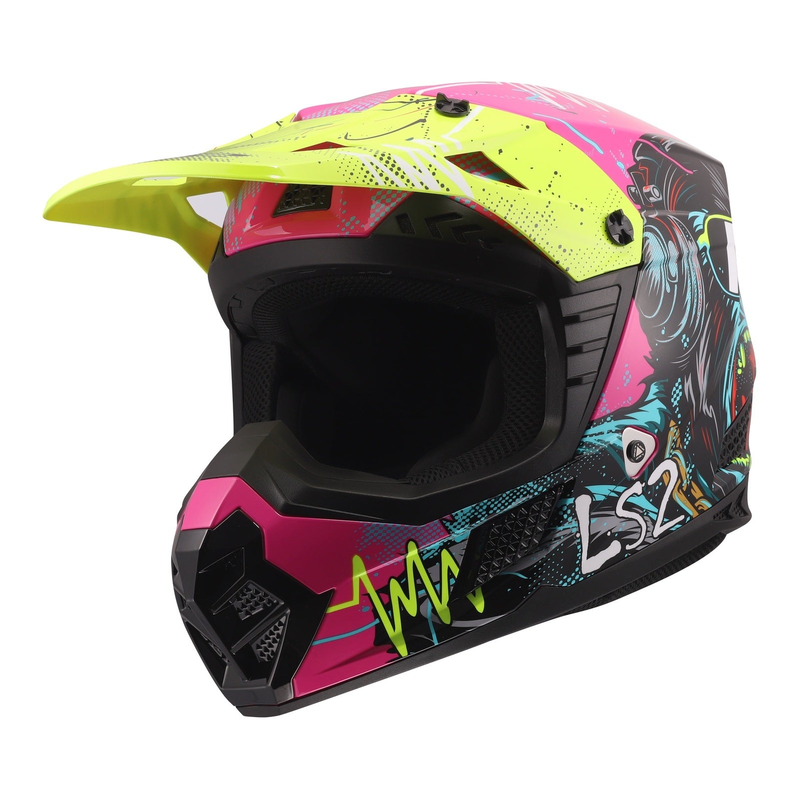 LS2 MX706J COZ Gorilla Junior Helmet - Gloss Purple (M) LS2MX706JGBPYM#