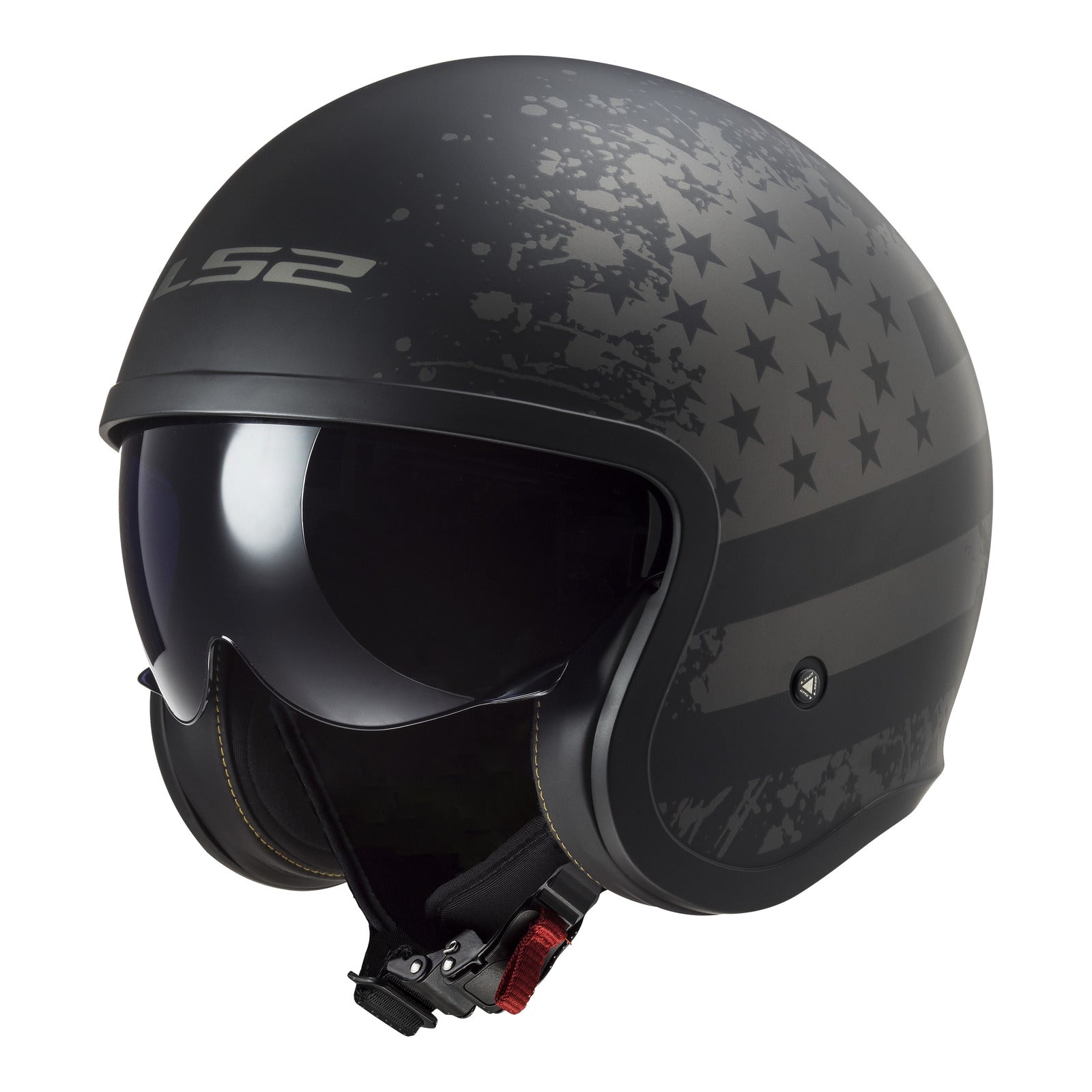 LS2 OF599 Spitfire II Flag Helmet  - Matte BLack (XS) 06 LS2OF5992MBFLAGXS#