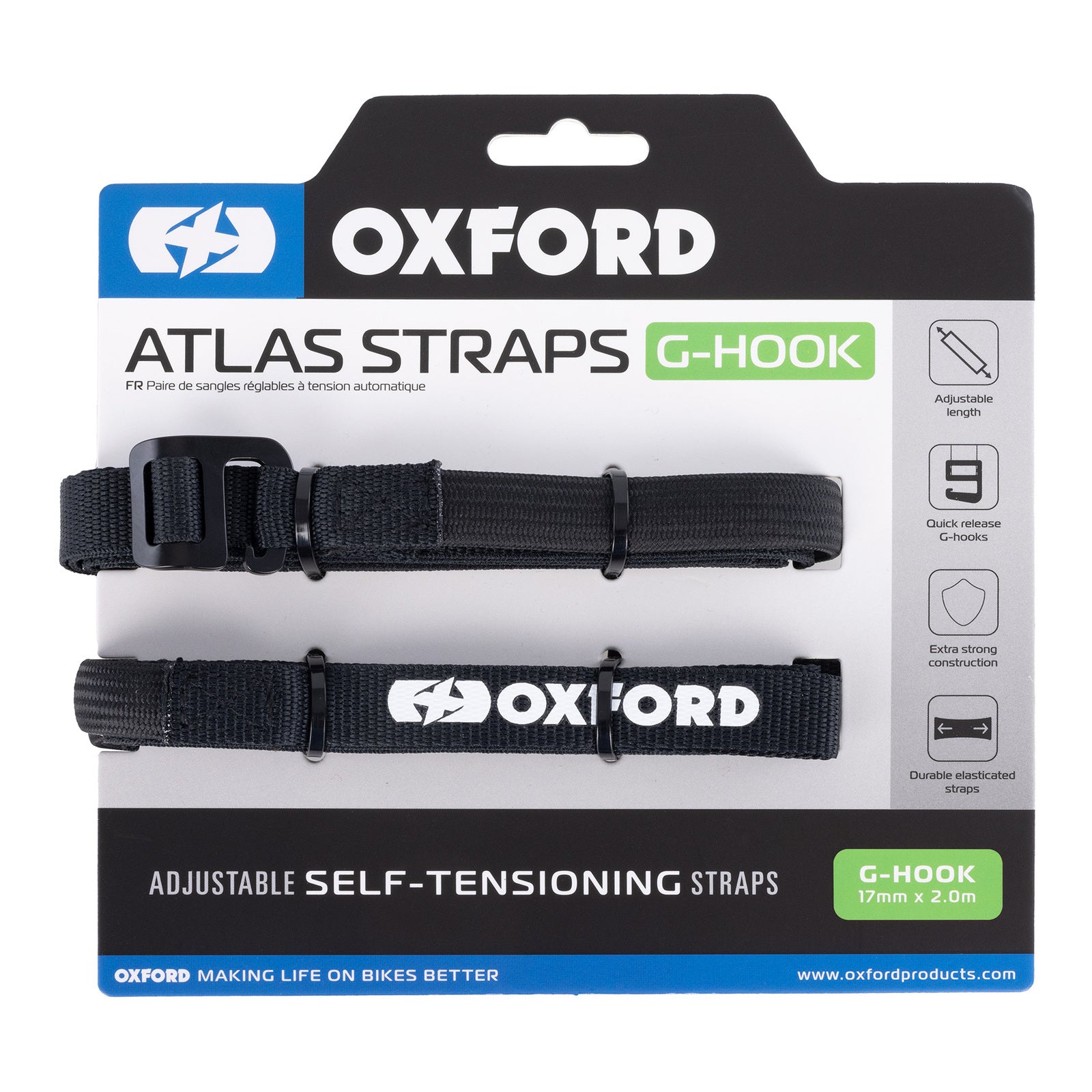 Oxford Atlas G-Hook 17mm X 2.0m Black (Pair) OXOX303#