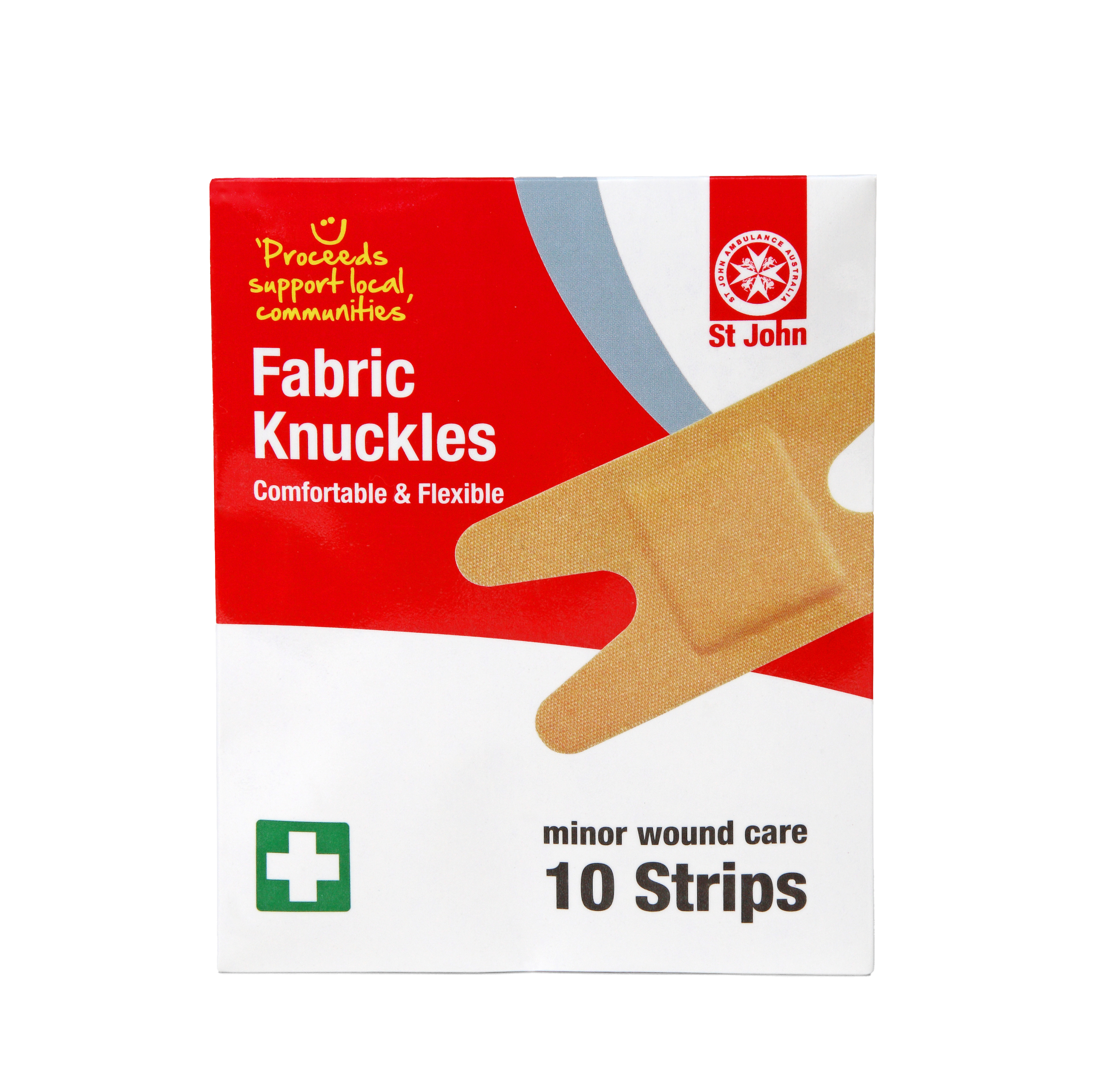 ST JOHN Fabric Knuckle Strips 10 Pack Adhesive First Aid Bandages #2260