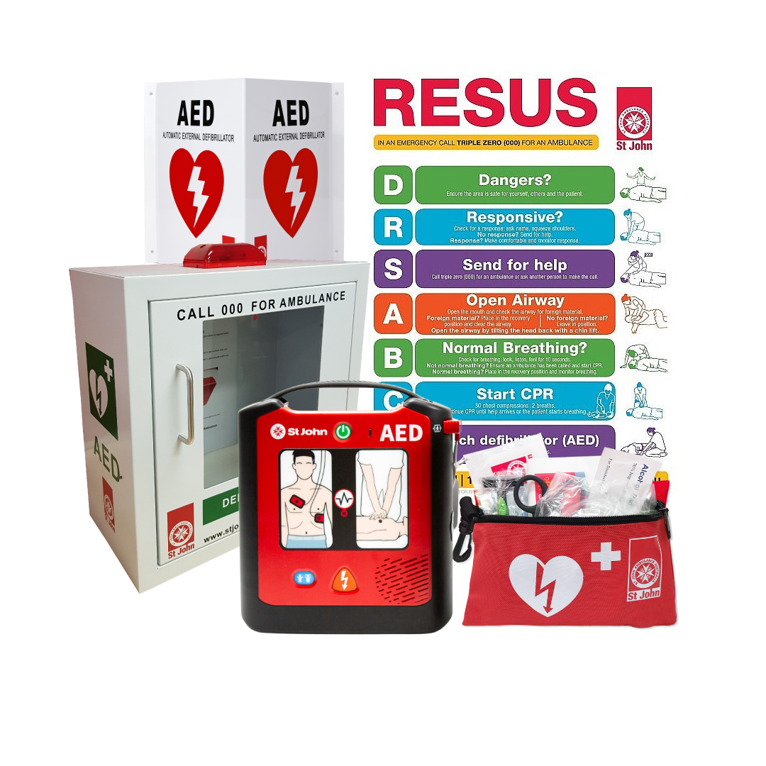 ST JOHN X1 Defibrillator Bundle AED Emergency Medical Response Kit #888X1SCAB