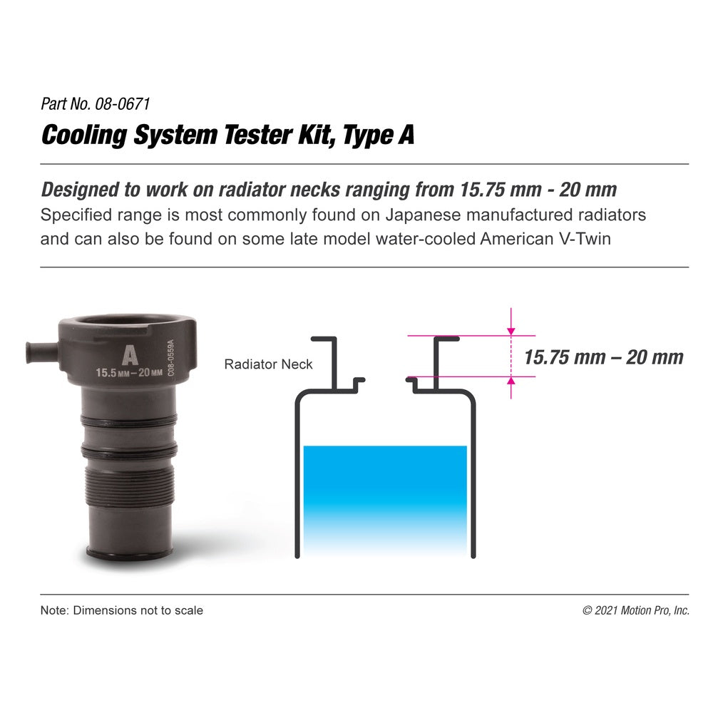 New MOTION PRO Cooling System Tester Adaptor Only - Type A 08-080671 | Australian Moto Spares