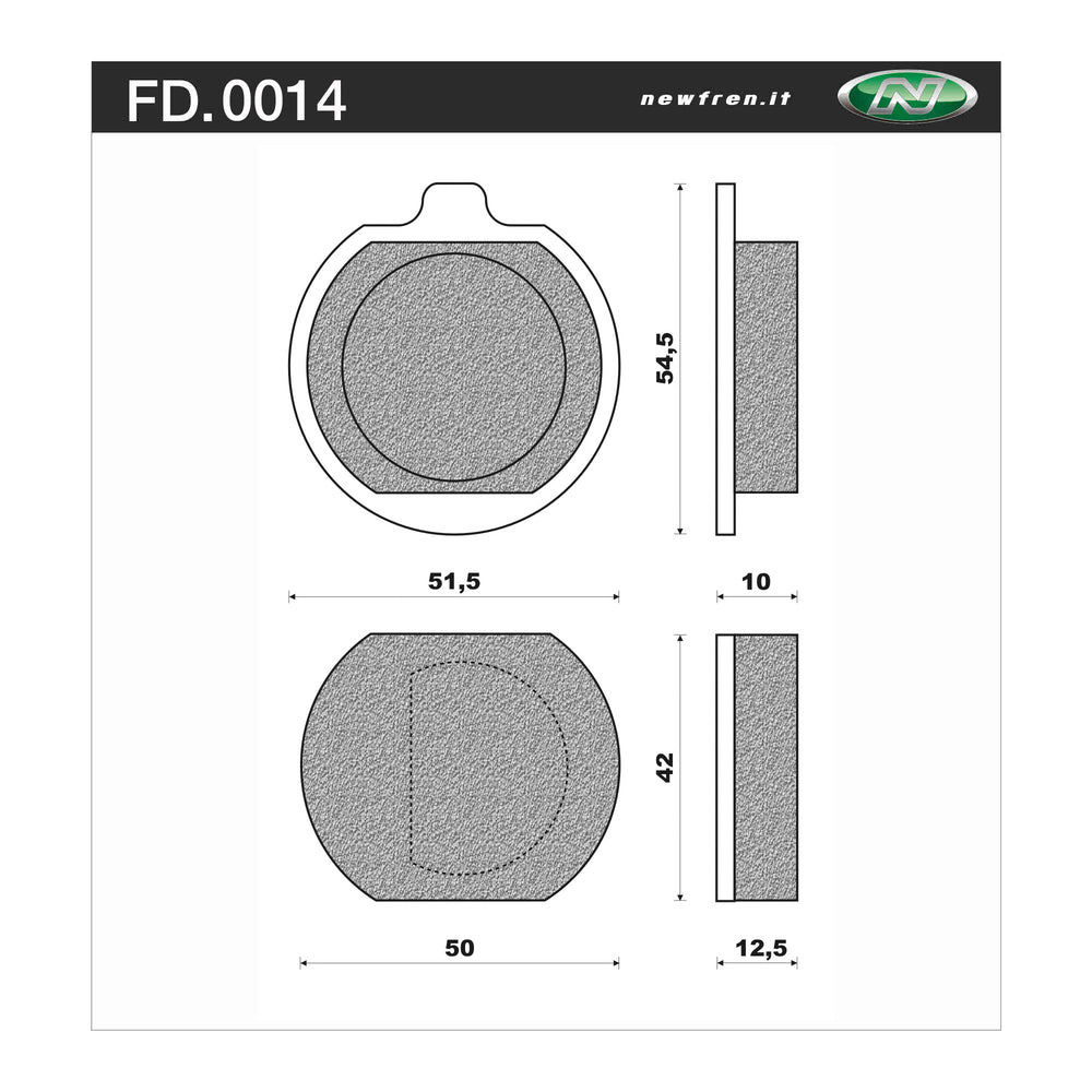 New NEWFREN Rear Brake Pad - Touring Organic For YAMAHA RD250 1-FD0014-BT