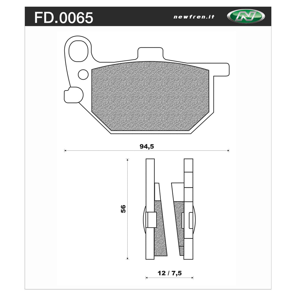New NEWFREN Rear Brake Pad - Touring Organic For YAMAHA RD400 1-FD0065-BT