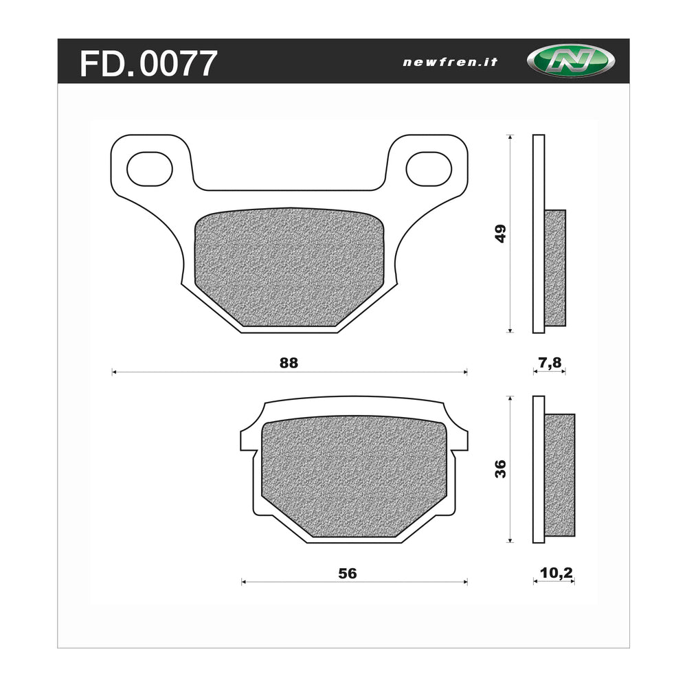 New NEWFREN Rear Brake Pad - Touring Organic For APRILIA RS4 125 1-FD0077-BT