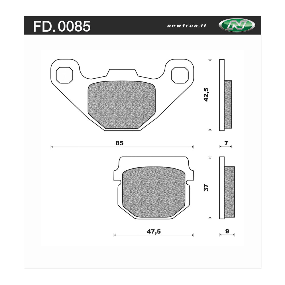 New NEWFREN Rear Brake Pad - Touring Organic For POLARIS 1-FD0085-BT