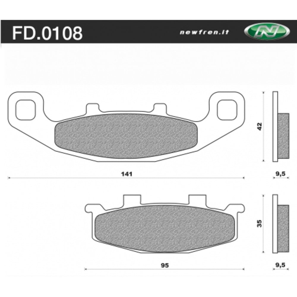 New NEWFREN Rear Brake Pad -Touring Organic For KAWASAKI 1-FD0108-BT