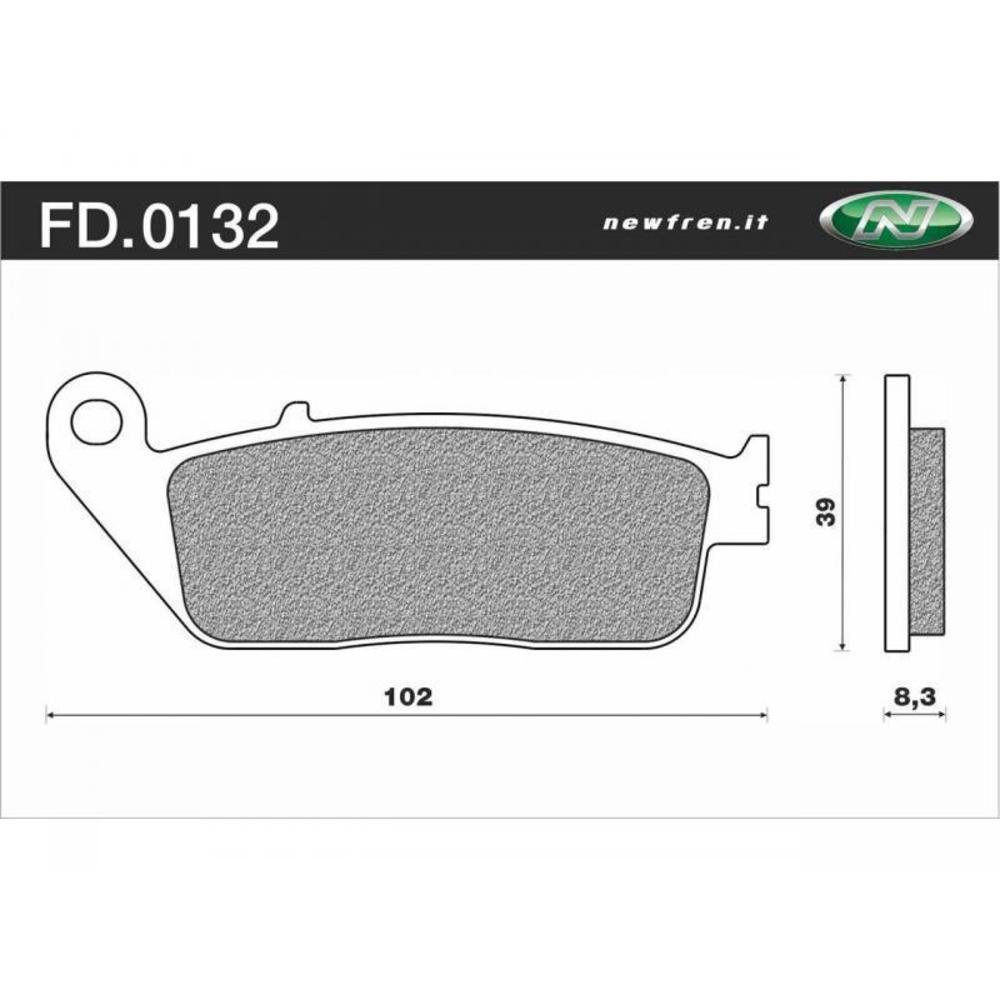 New NEWFREN Rear Brake Pad - Touring Organic For KYMCO XCITING 500 1-FD0132-BT