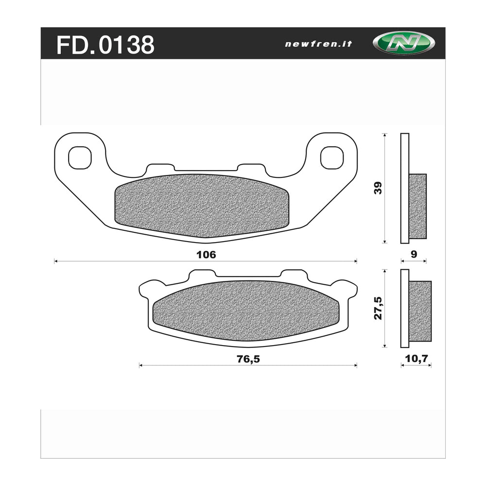 New NEWFREN Rear Brake Pad -Touring Organic For KAWASAKI, SUZUKI 1-FD0138-BT