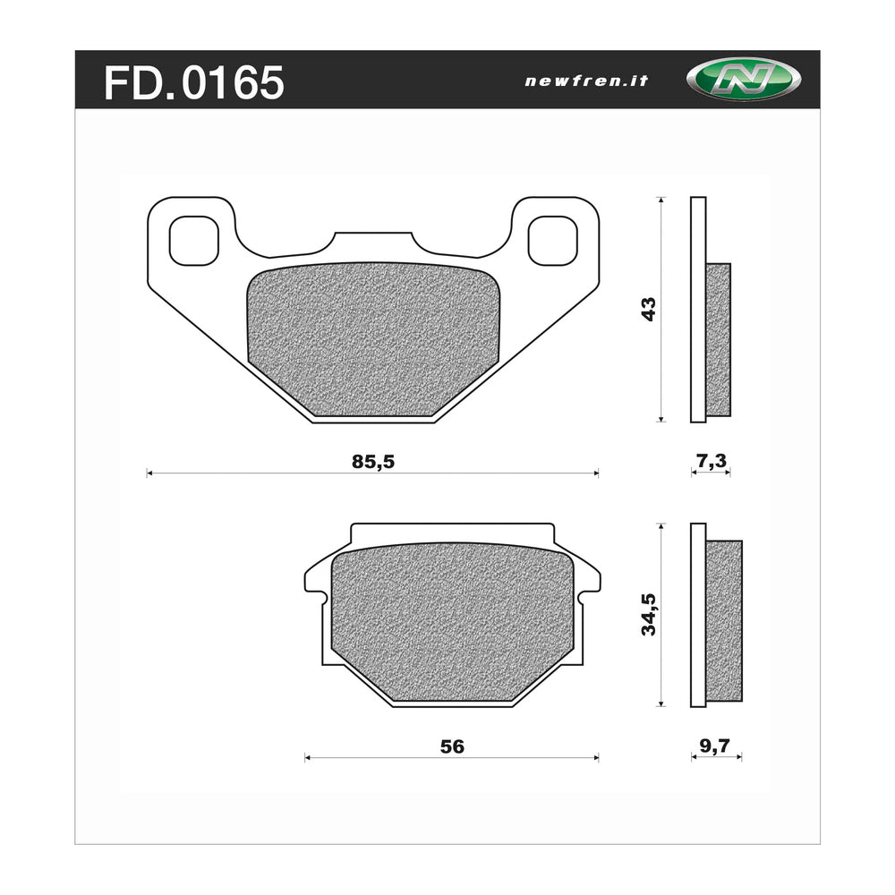 New NEWFREN Rear Brake Pad - Touring Organic For CAGIVA, MZ, SACHS 1-FD0165-BT