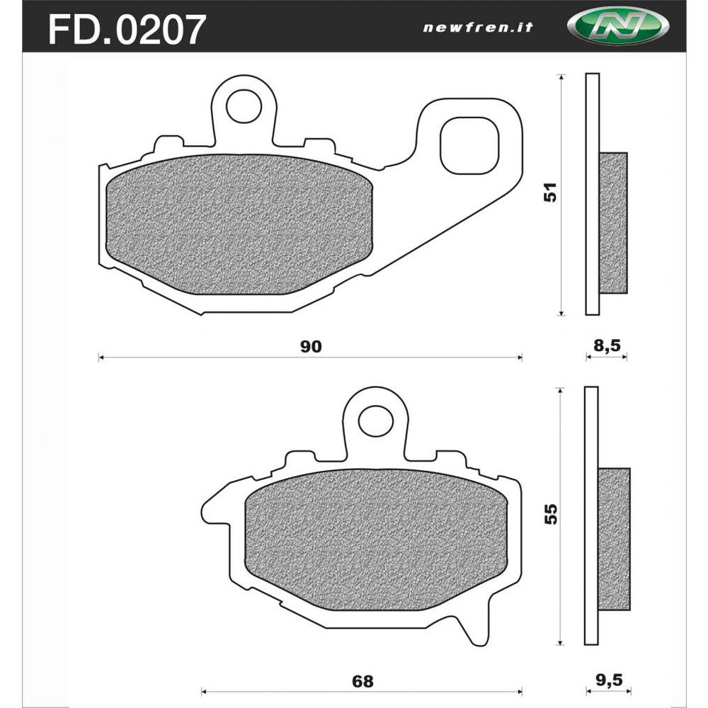 New NEWFREN Rear Brake Pad - Touring Organic For CF-MOTO, KAWASAKI 1-FD0207-BT