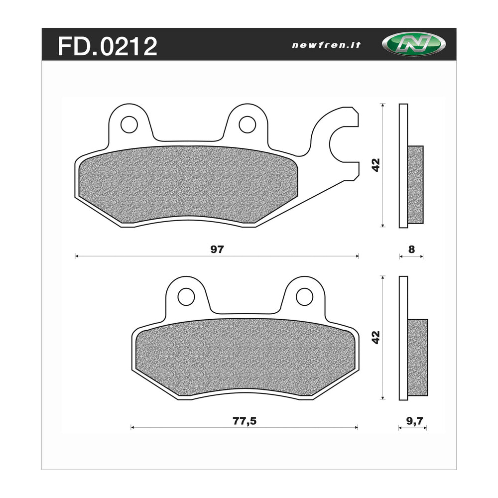 New NEWFREN Rear Brake Pad - Touring Organic For TRIUMPH 750 DAYTONA 1-FD0212-BT