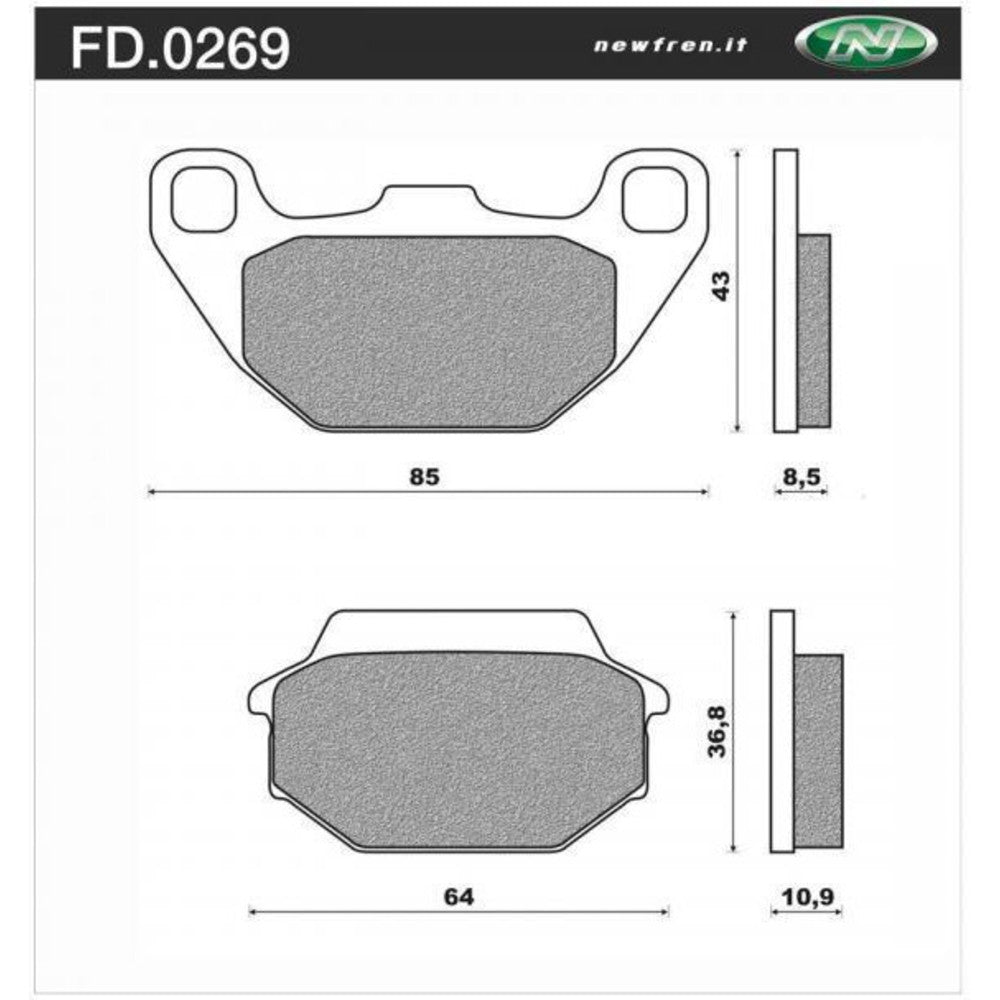 New NEWFREN Rear Brake Pad - Scooter Elite Organic For KYMCO MXU 150 1-FD0269-BE