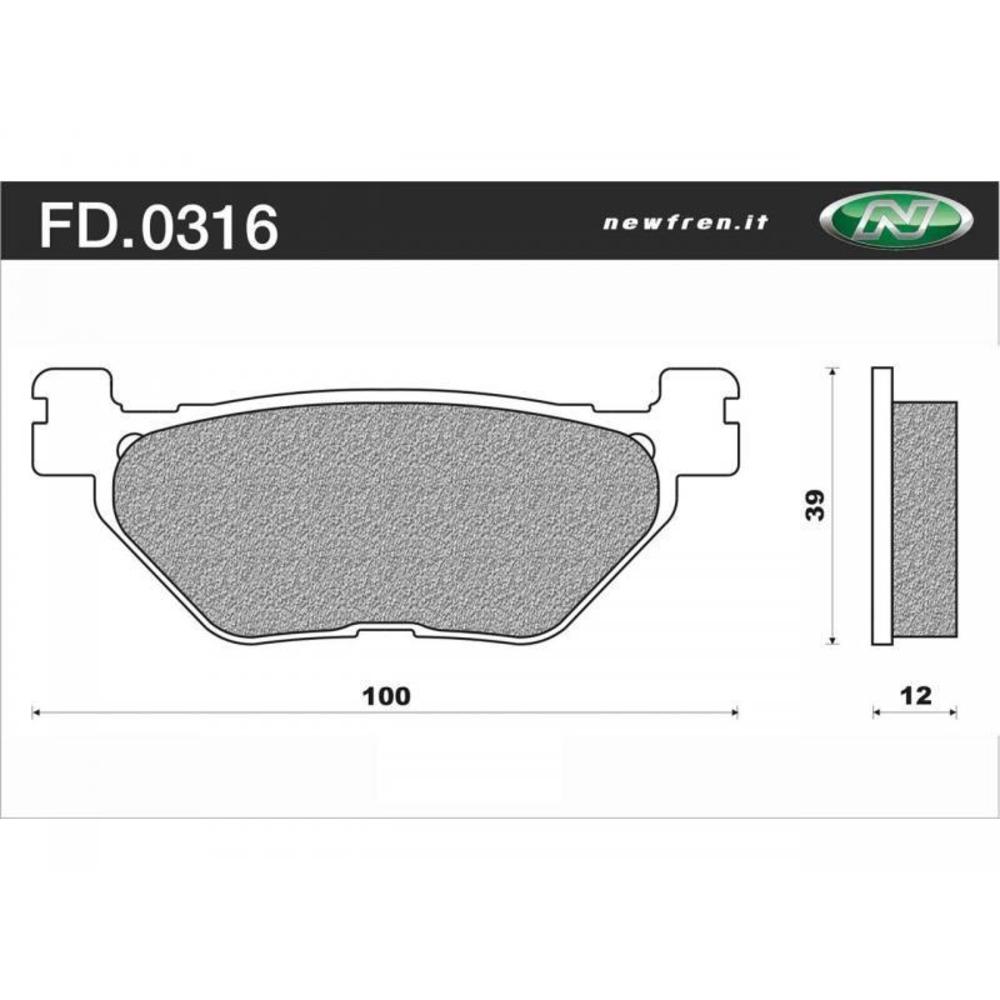 New NEWFREN Rear Brake Pad - Scooter Elite Organic For YAMAHA 1-FD0316-BE