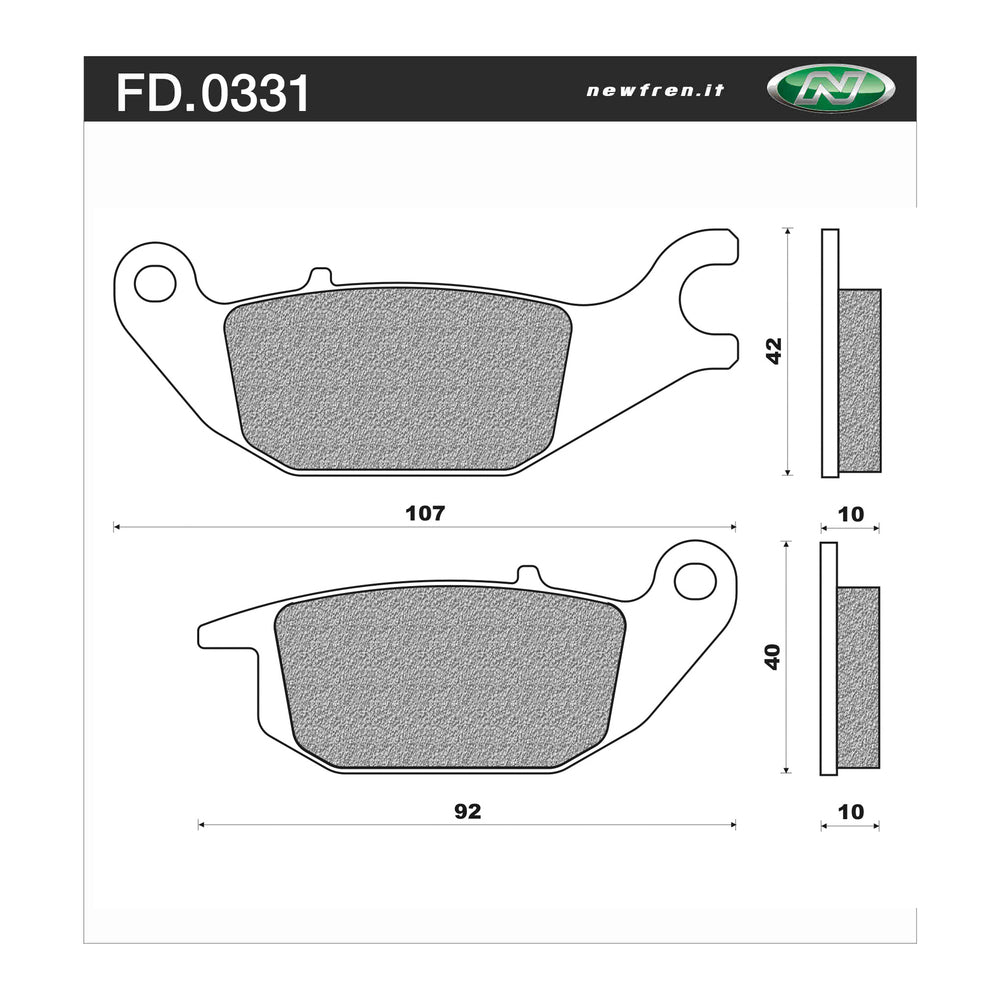 New NEWFREN Rear Brake Pad - Touring Organic For HONDA CBR125R 1-FD0331-BT